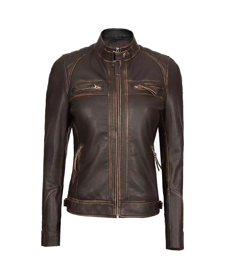 Dark Brown Lambskin Leather Motorcycle Jacket OuterMode