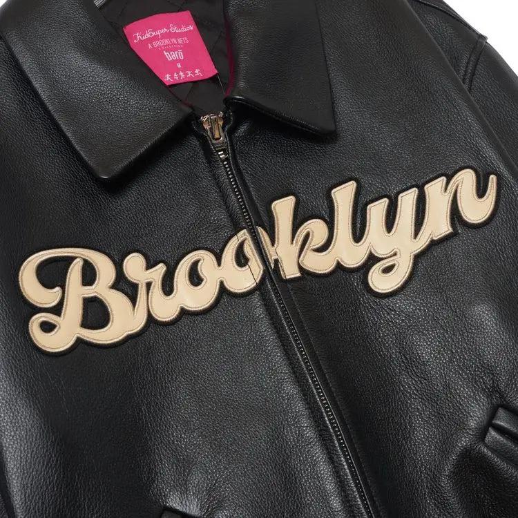 Bero X KidSuper Leather Varsity Jacket | Black OuterMode