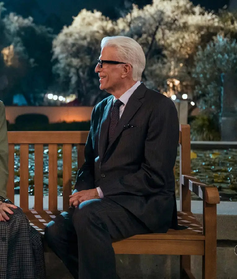 Ted Danson TV Show A Man on the Inside Notch Lapel Charcoal Pinstripe Blazer