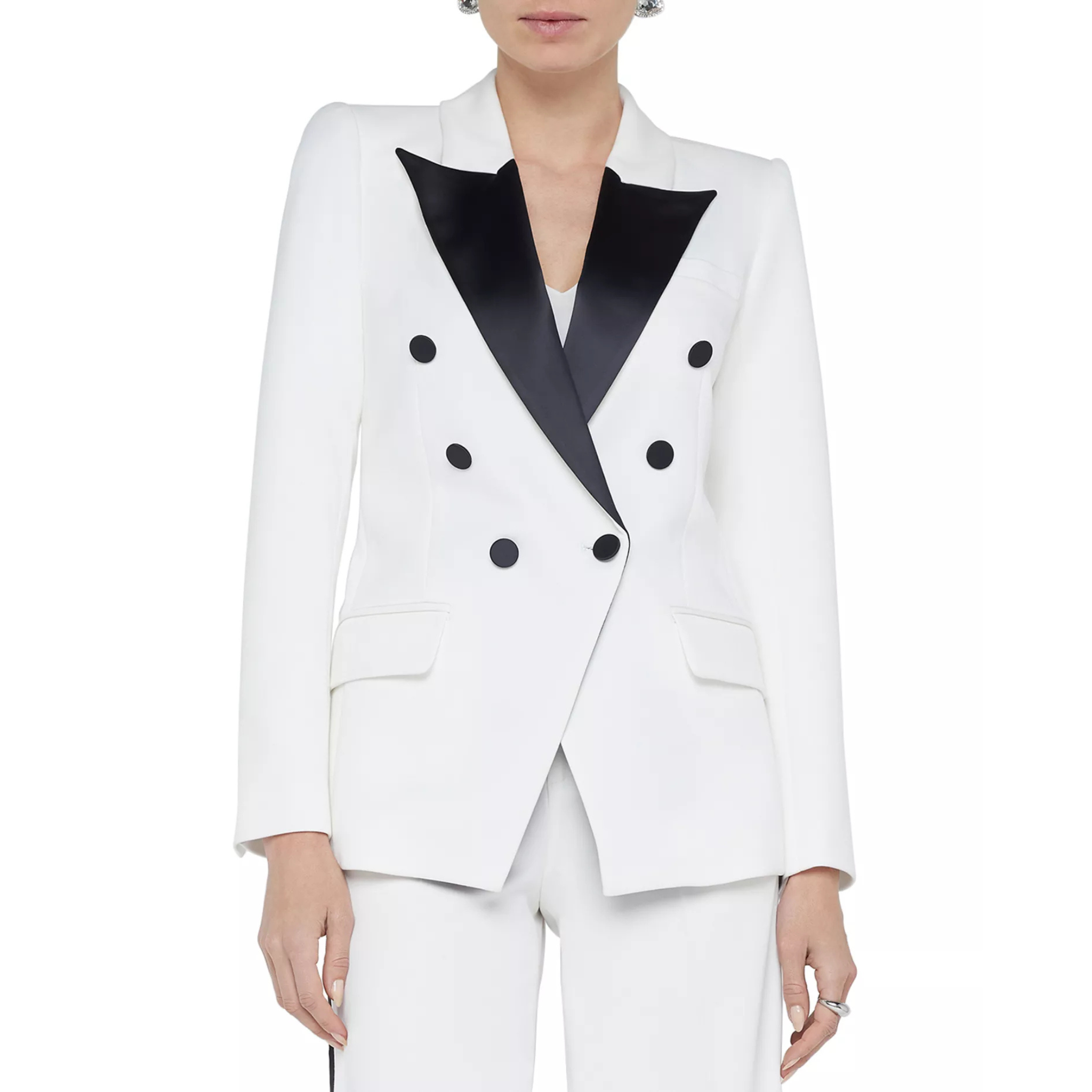 Kenzie lapel white and black blazer inspired by Dana Perino’s America’s Newsroom look