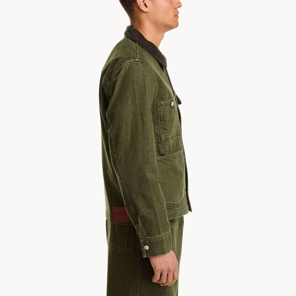 Celebrity-inspired green denim jacket from Beyond the Gates 2025