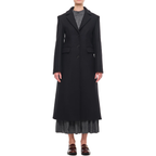 Grace Penn single-breasted black wool coat from The Diplomat TV series