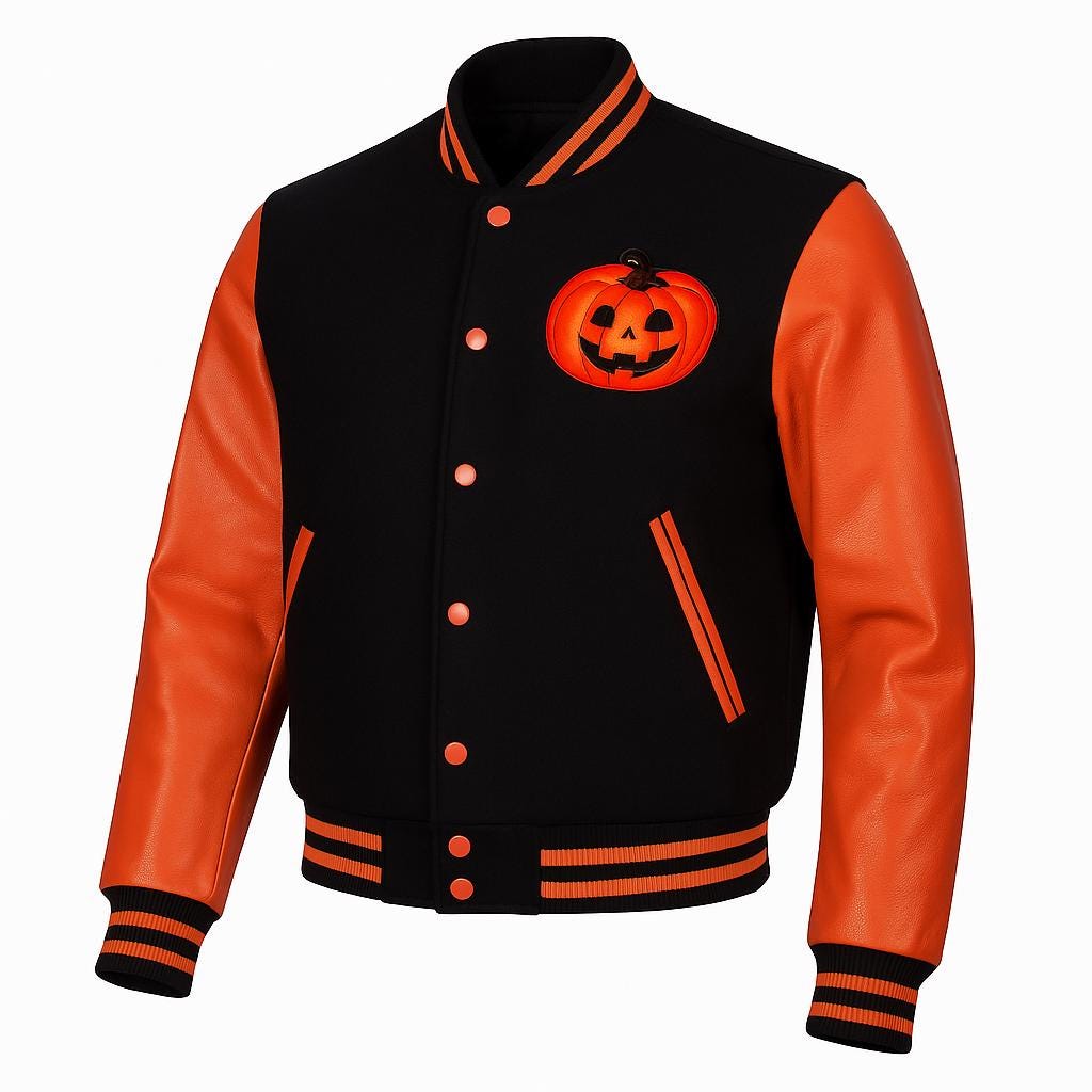 Halloween Black & Orange Letterman Jacket OuterMode