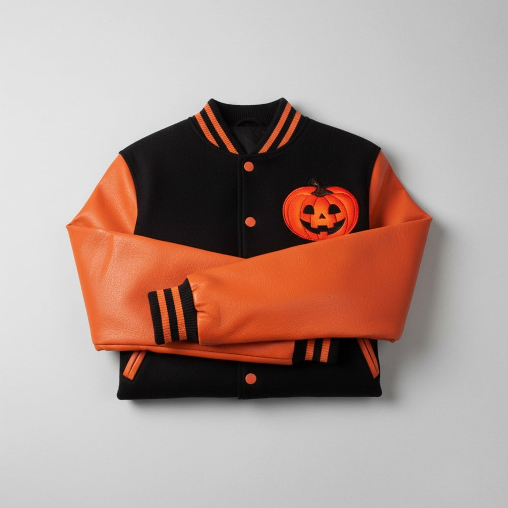 Halloween Black & Orange Letterman Jacket