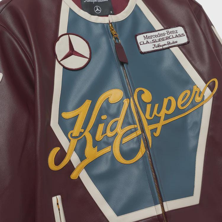 KidSuper X Mercedes Benz Burgundy Racer Leather Jacket OuterMode