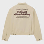 KidSuper X Mercedes Benz Collaboration Work Jacket in Cream with Embroidered Logos