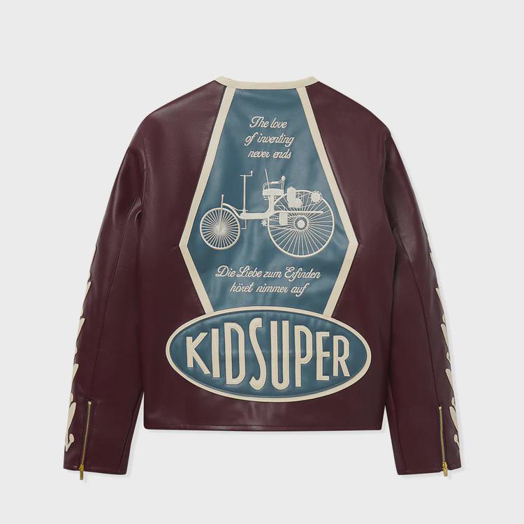 KidSuper X Mercedes Benz Burgundy Racer Leather Jacket OuterMode