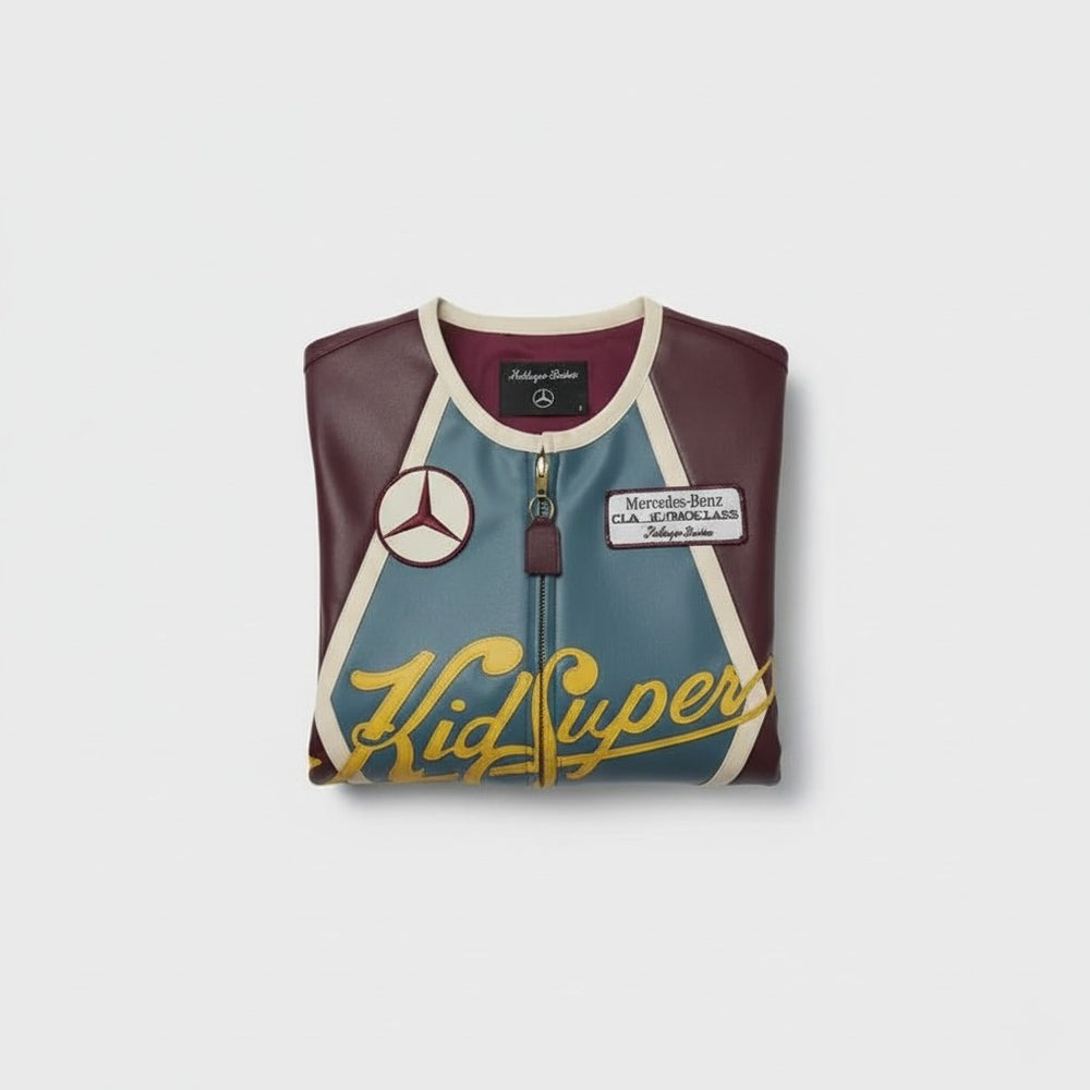 KidSuper X Mercedes Benz Burgundy Racer Leather Jacket