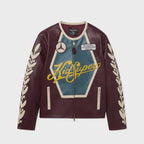 KidSuper X Mercedes Benz Burgundy Racer Leather Jacket OuterMode