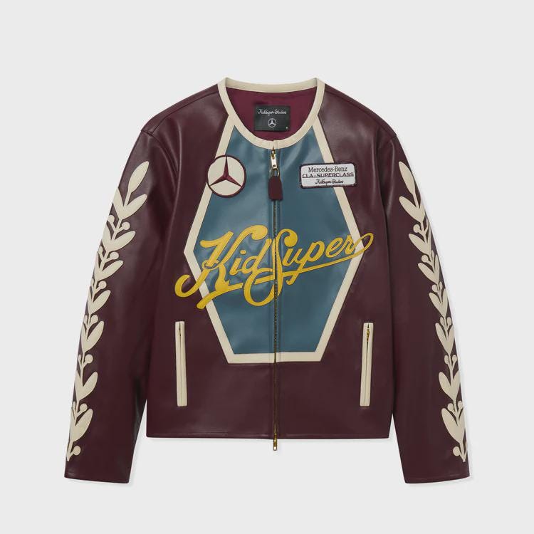 KidSuper X Mercedes Benz Burgundy Racer Leather Jacket OuterMode