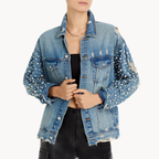 Stylish distressed denim jacket inspired by Destiny from Loot Season 3
