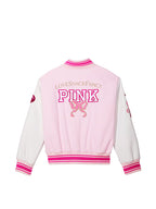 PINK x LoveShackFancy Reissued Boyfriend Varsity Jacket OuterMode