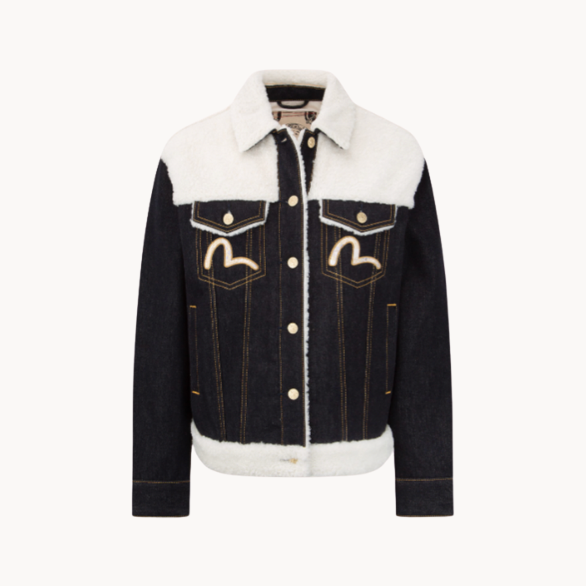 Michael Bivins 2025 Access Hollywood appearance wearing dark indigo sherpa-lined denim trucker