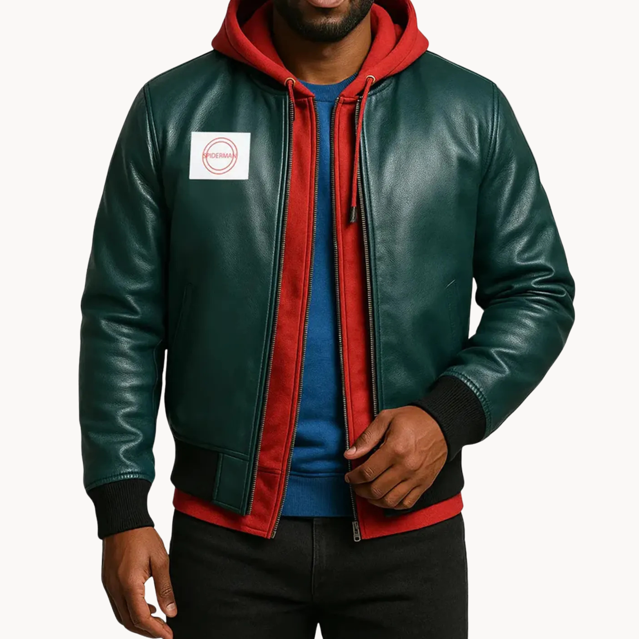 Miles Morales wearing emerald green leather bomber jacket in Spider-Man: Into the Spider-Verse