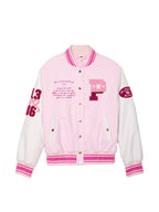 PINK x LoveShackFancy Reissued Boyfriend Varsity Jacket OuterMode