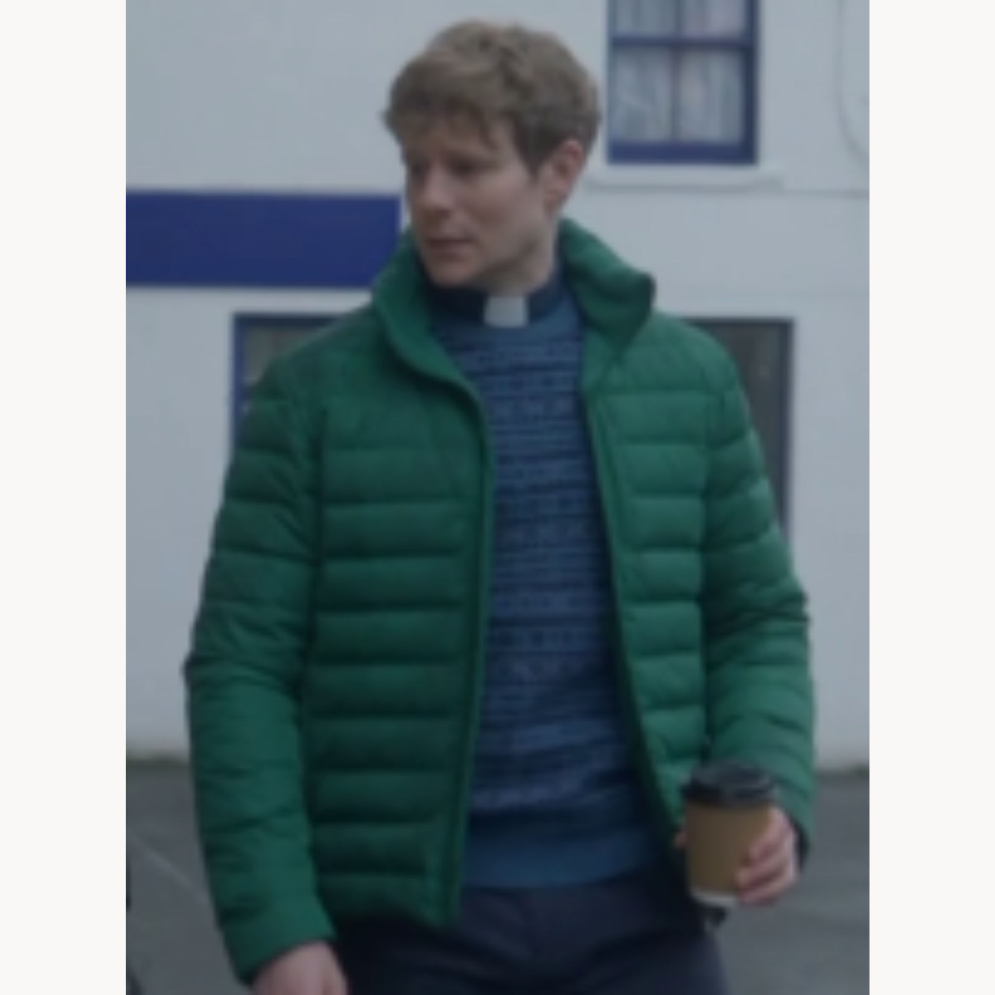 Emerald green full-zip lightweight quilted puffer jacket from Shetland Season 10