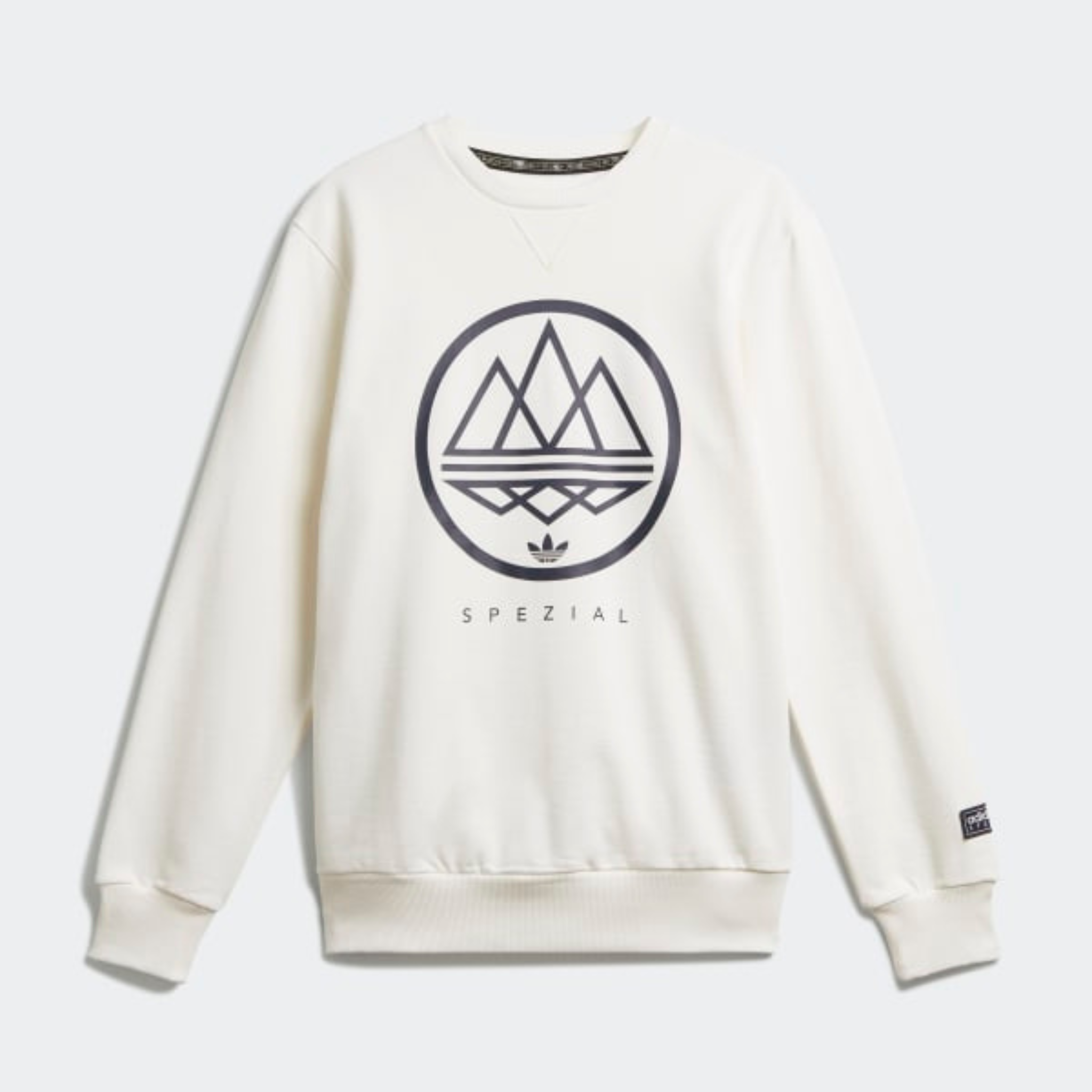 Adidas Spezial F.C. cream crewneck sweatshirt with mountain emblem and sleeve patch