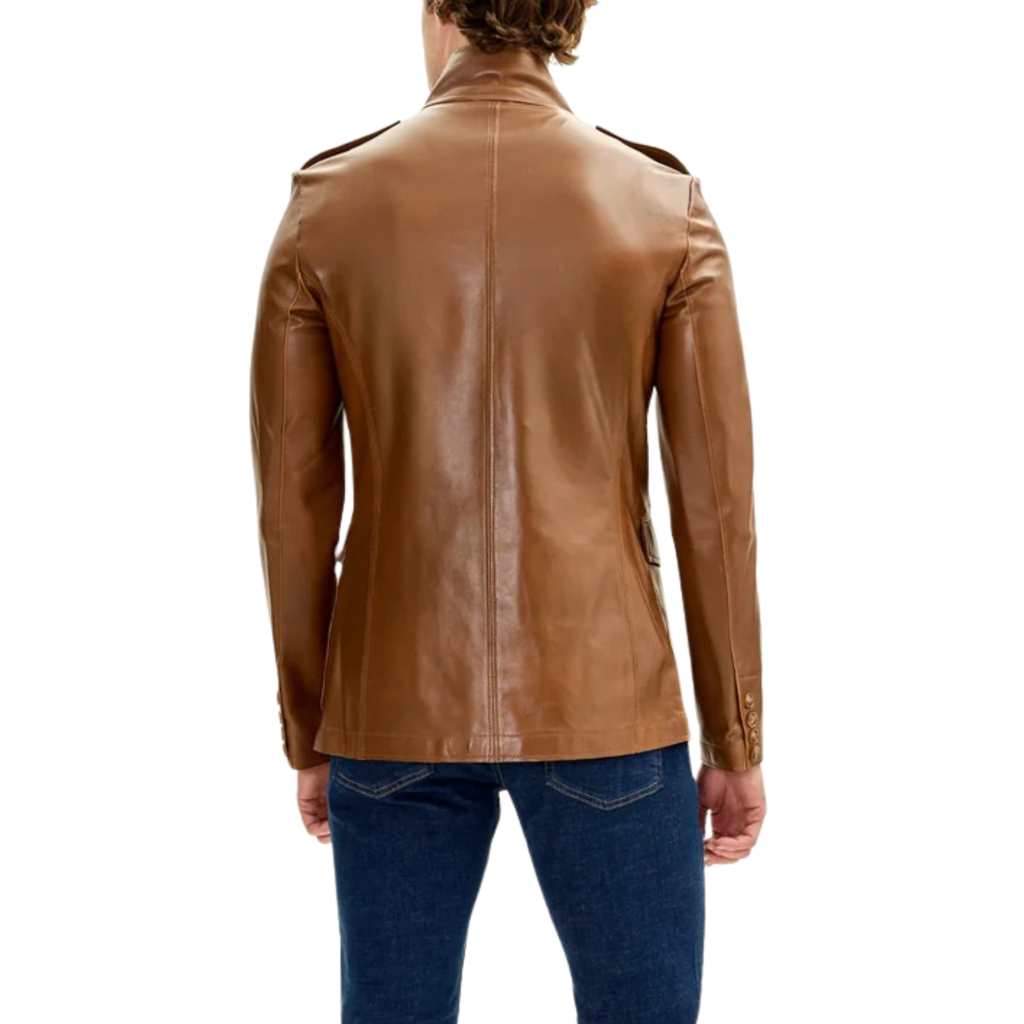 Men’s classic brown genuine leather safari jacket from Beyond the Gates November 2025