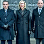 Allison Janney wearing black long wool coat in The Diplomat Season 3 Episode 8