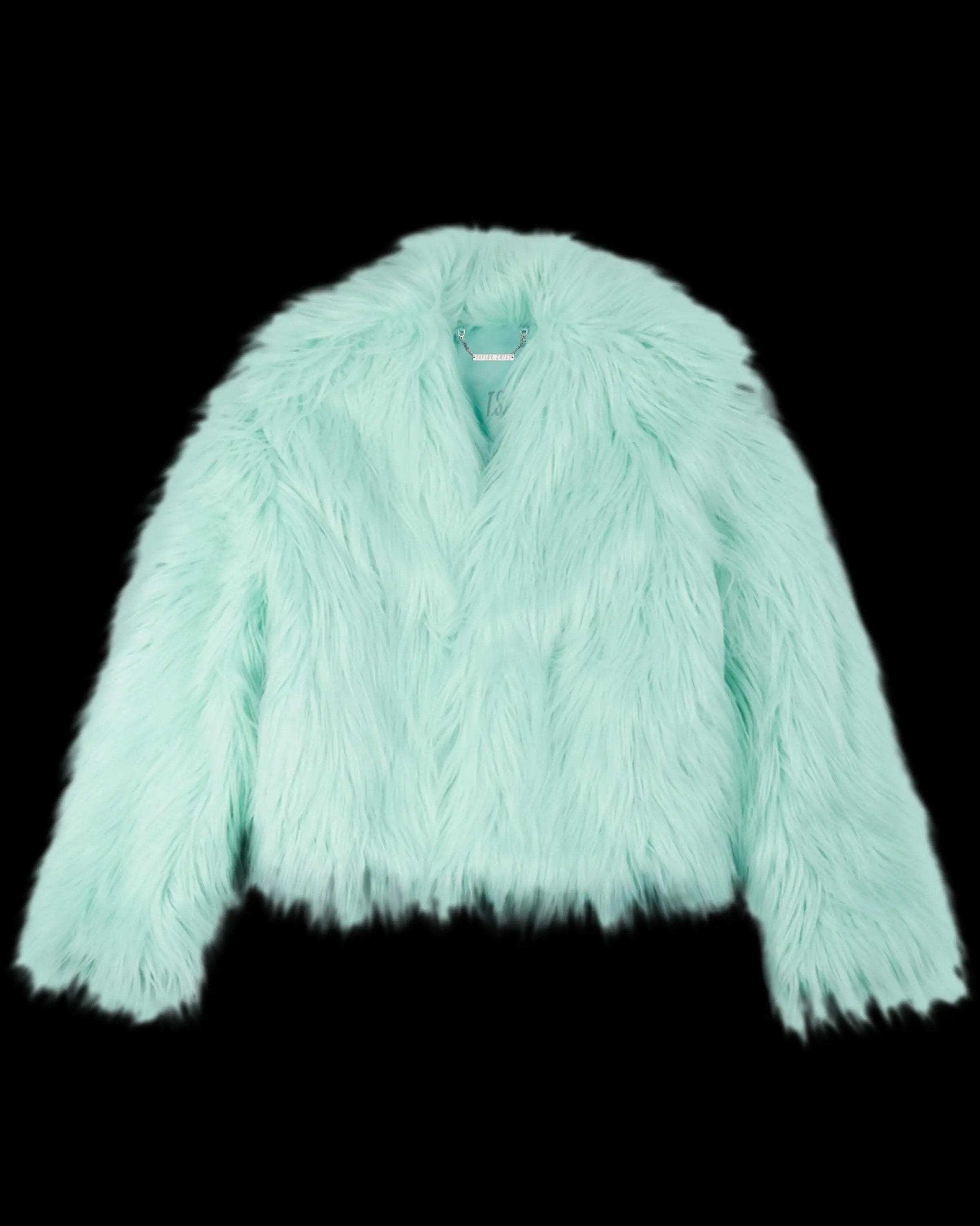 Soft Shaggy Texture Cropped Mint Coat by The Life Of A Showgirl