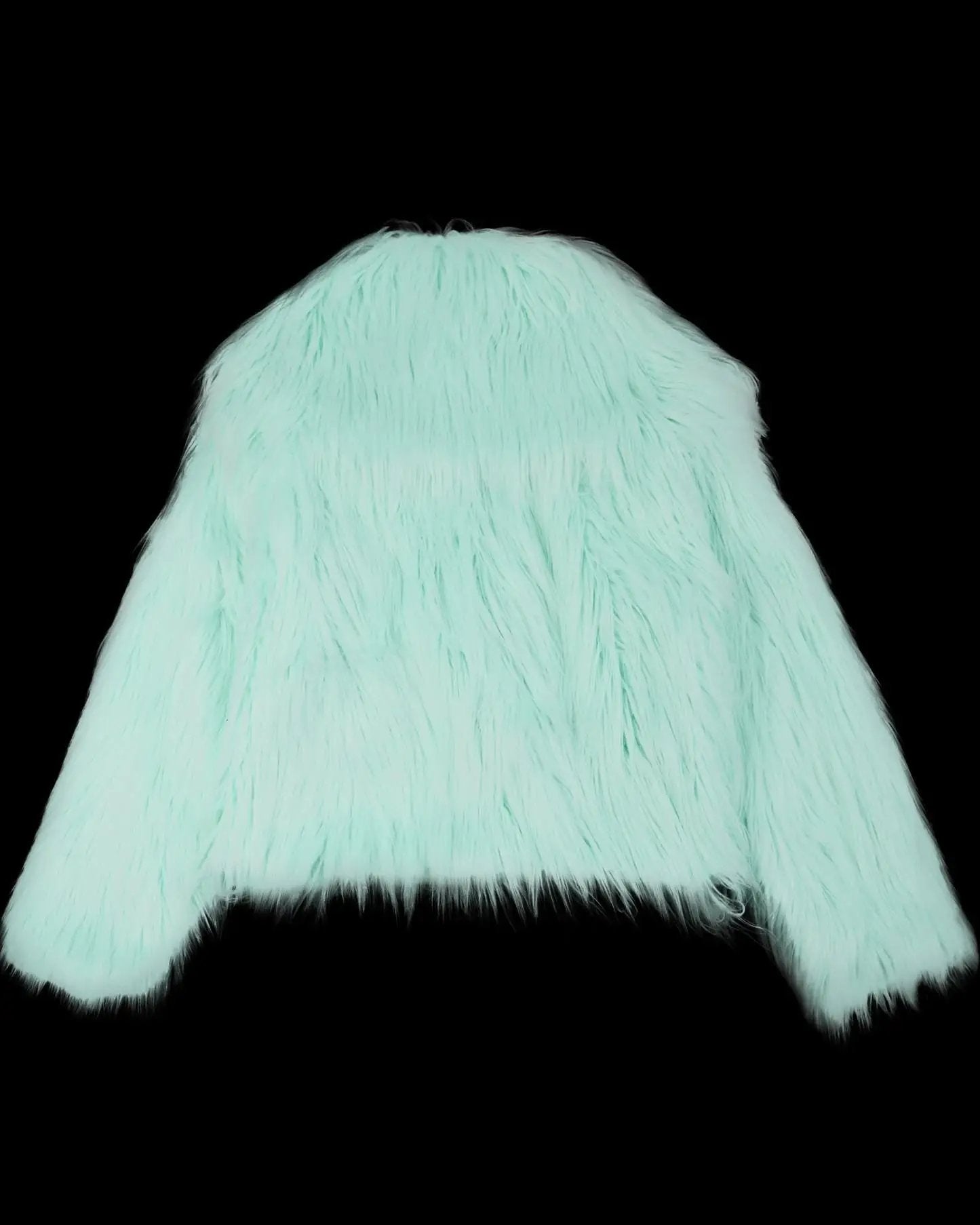 Luxury Mint Faux Fur Cropped Coat with Shaggy Design – The Life Of A Showgirl Style