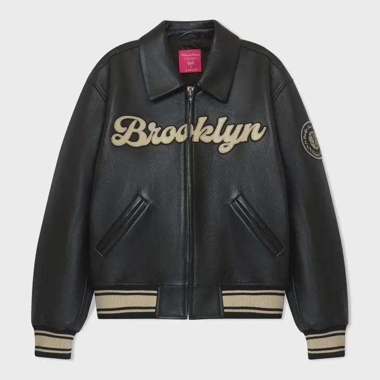 Bero X KidSuper Leather Varsity Jacket | Black OuterMode