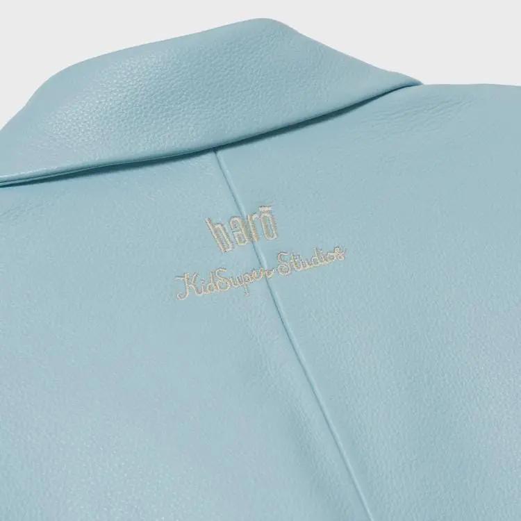Bero X KidSuper Blue Leather Varsity Jacket OuterMode