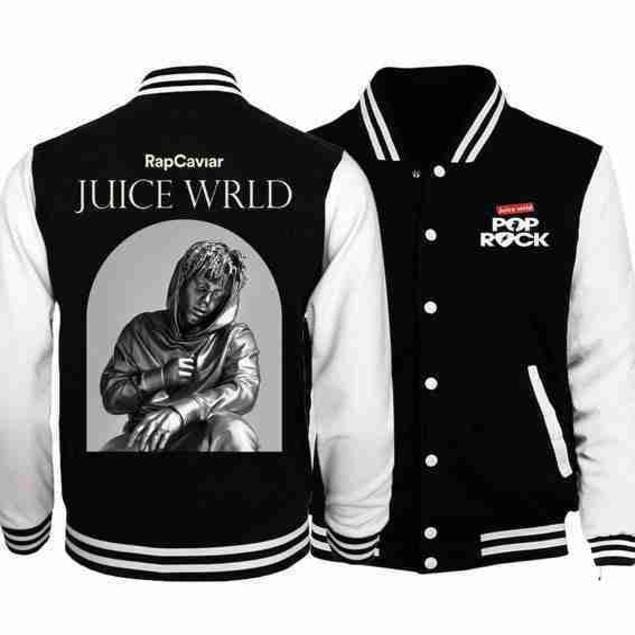 Juice Wrld Black & White Varsity Jacket OuterMode