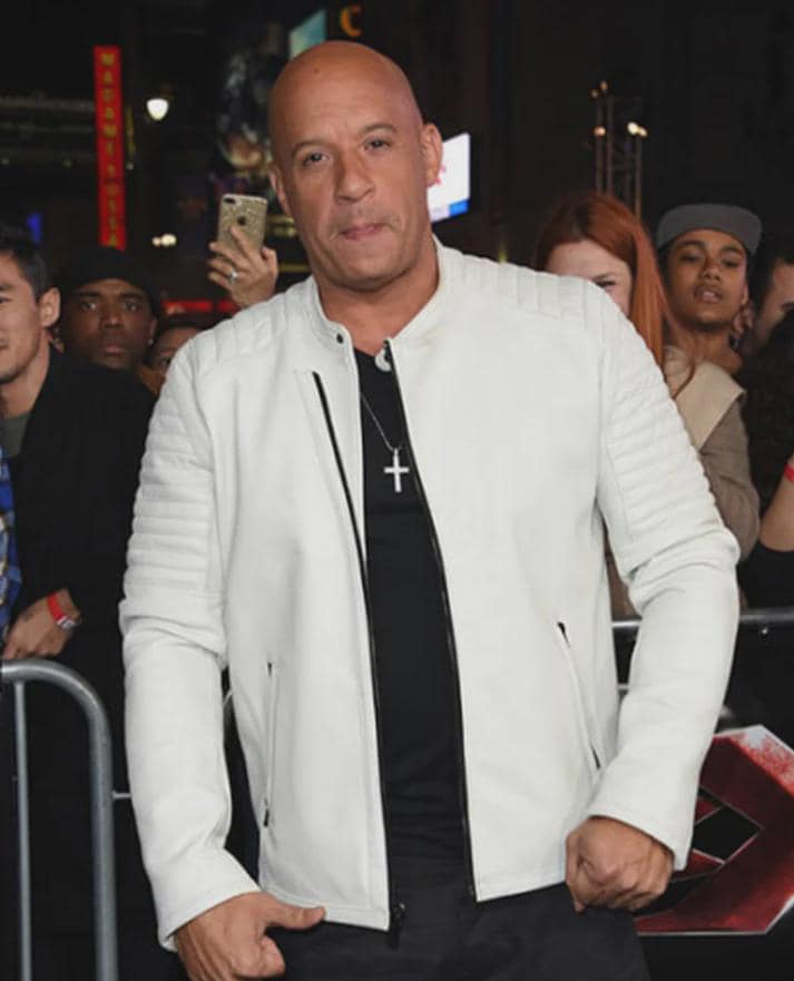 Dominic Toretto Inspired White Leather Biker Jacket OuterMode