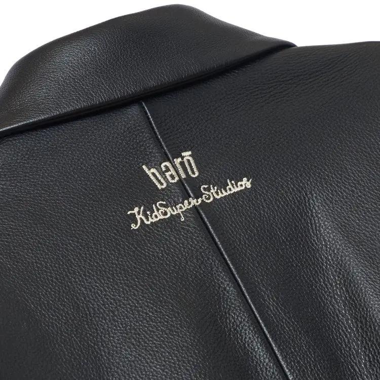 Bero X KidSuper Leather Varsity Jacket | Black OuterMode